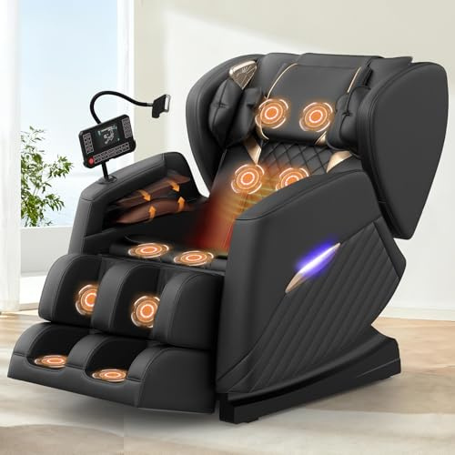 Srfzluxy Poltrona massaggiante, con 16 rulli massaggianti, 8 airbag, Riscaldamento lombare, Rullo per polpacci e massaggio con airbag, Altoparlante Bluetooth, Telecomando touchscreen