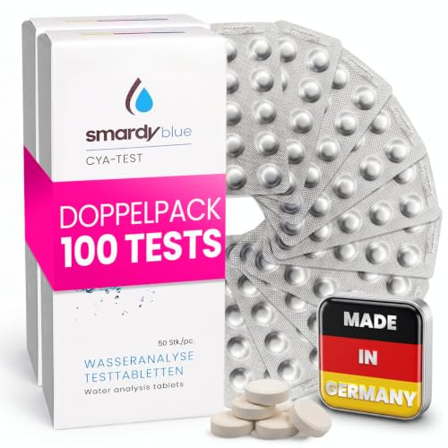 smardy 100 CyA fotometer testtabletter för PoolLab, SCUBA II, BAYROL | Cyanursyra och stabilisator för elektroniska testare – pool, spa och akvarium, Made in Germany