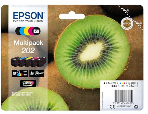 Epson EP64643 Original 202 Tinte Kiwi (XP-6000, XP-6005, XP-6100, XP-6105), Multipack 5-farbig