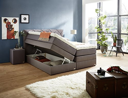 WELCON Boxspringbett Rockstar 160x200 mit Bettkasten und Stauraum Taschenfederkernmatratze mit über 1000 Federn 9cm Topper H1 H2 H3 H4 H5 (beliebig kombinierbar)