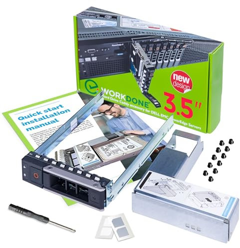 WORKDONE 3,5-Zoll Drive Caddy mit 2,5-Zoll HDD-Konverter – Kompatibel mit PowerEdge Server-Gehäusen und Festplattenrahmen der 14.–16. Generation: T360, R360, T560, R660, R340, R440, R540, R640, R740