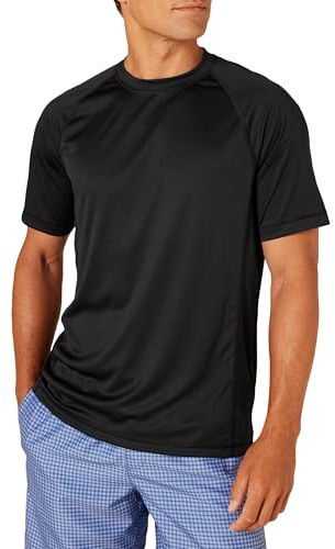 Amazon Essentials Men's Slim-Fit Short-Sleeve Quick-Dry UPF 50 Swim Tee, Black, XX-Large