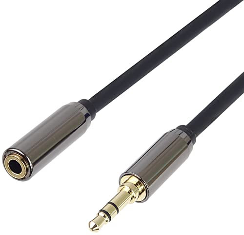 PremiumCord Verlängerung HQ-Klinkenkabel 3,5mm, Klinkenstecker 3,5mm, StereoJack Stecker auf Buchse, Aux Headset Audio Verlängerungskabel, Geschirmt, Metallverbinder, M/F, Länge 5 m