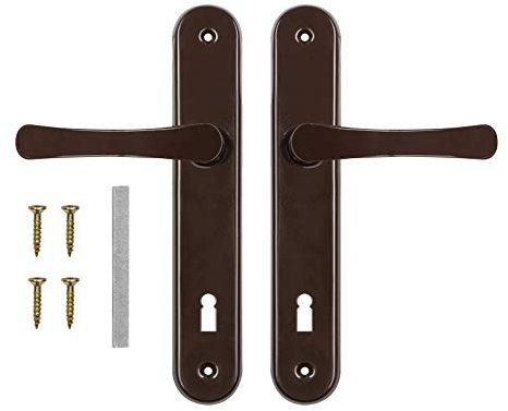 ADGO Maniglia per Porta Set di Maniglie per Porta con Serratura 72 mm Pan di Spagna, Maniglia in Alluminio, Rosetta in Acciaio Zincato a Polvere, Sinistra e Destra, Set di Viti di Montaggio, Marrone