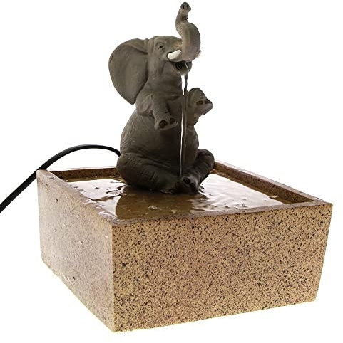 xuejuanshop Tabletop Fountain Tabletop Water Fountain Decorative Sitting Elephant Sculpture Kid Room Desktop Decor Indoor Meditation Air Freshener Waterfall Gift Décoration