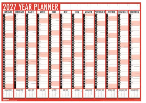 2027 Calendar Planner Month to View/Week to View Organiser Spiral Bound Wall Planner for Home Business Office School Full Year Wall Calendar