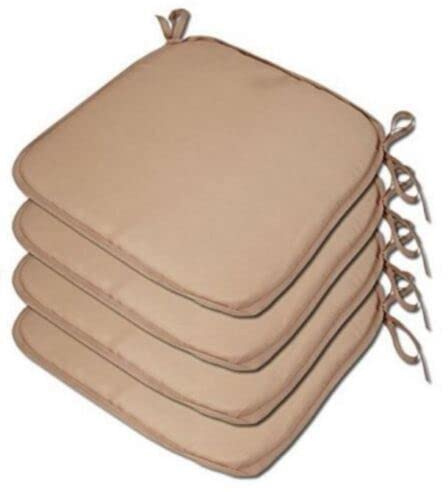 INSAFIANS Luxury Garden, Dining Chair Foam Cushions Tie On Seat Pads in set of 2,4,6 or 8 (Latte, 2)