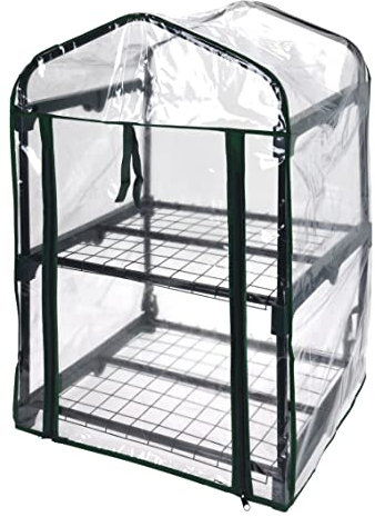 Gewächshaus Anzuchthaus GROWY Anzuchtregal Zimmergewächshaus Anzucht Regal Metall grün Höhe 80 cm