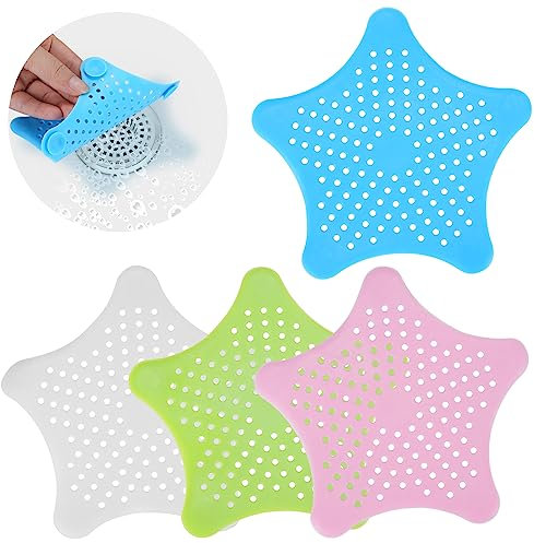 4 PEZZI Filtro universale in silicone per scarichi, filtro di alta qualità per lavabo, lavello cucina, lavandino bagno, raccogli capelli per vasca da bagno e doccia, pratico filtro per scarichi