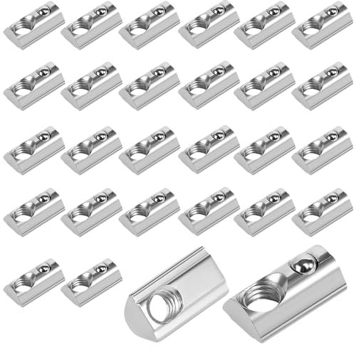 Riisoyu 30 Stück Nutensteine M8, T-Nut Muttern mit Zentrierung und Kugel für Aluminiumprofile der 40-Serie