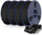 SUNLU 4KG Bundle Rapid PETG Filament, High Speed 30-600mm/s 3D Printer Filament 1.75mm ±0.02mm, 1kg Reusable Spool(2.2lbs), 4pcs in Total(Black+Black+Black+Black)