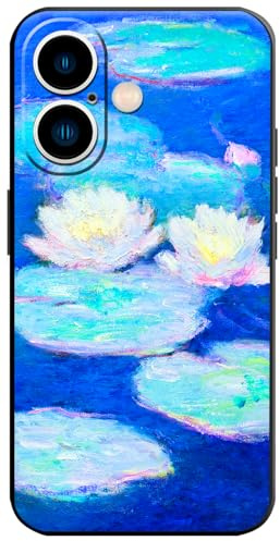 Berkin Arts kompatibel med iPhone 16 fodral silikonskydd med skärmskydd impressionism färgglad impasto borste (vattenliljor av Claude Monet)