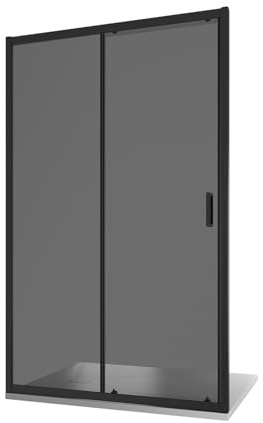 Box Doccia Nicchia 115cm Apertura Scorrevole Vetro Temperato 6mm Fumè Profili Nero Opaco h185cm mod. Tonga