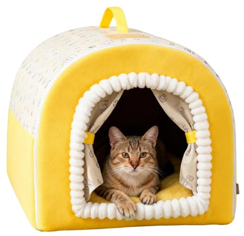 Ylnailky Lit en Forme de Caverne pour Chaton | Maison De Sommeil Douce Et Chaude | Lit Maison pour Chats Fermé Et Lavable | pour Chaton Et Petit Animal Usage Intérieur Et Extérieur Et Hiver