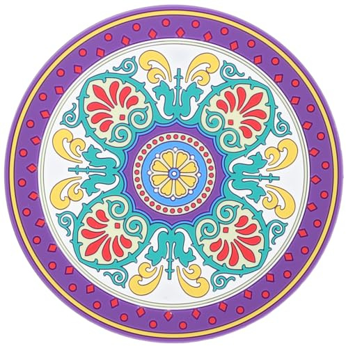 ORFOFE Tapis Rond pour Bol Chantant Bouddhiste, Coussin Arrondi Imprimé Motif Fleur, Grosse Taille, Matériau Antidérapant, Accessoire de Contemplation et Thérapie Sonore, Léger et