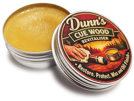 Dunn's oil wax finish for snooker cues, billiard cues, pool cues, revitalise cue butt wood and cue shaft