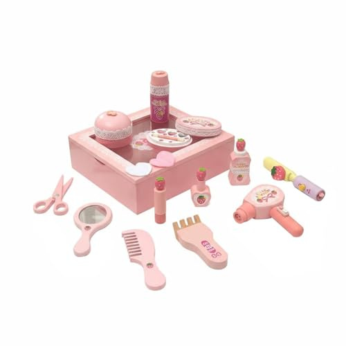 MagiDeal Coffret Coiffeur Enfant Set Coiffeur Jouet Salon Maquillage Mallette Coiffure Enfants en Bois pour Apprendre à Créer des et l'Imagination Convient aux Jeux de Rôle Cadeaux Salle de Classe