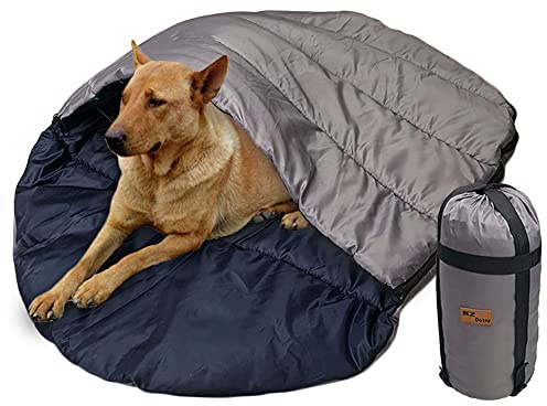 Soft Warm Dog Sleeping Bag, Large Portable Waterproof Camping Pet Bed, Packable Dog Bed for Camping, Hiking, Indoor Use