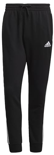 Adidas Herren Essentials French Terry Tapered Cuff 3-Streifen Trainingshose, Black/White, L
