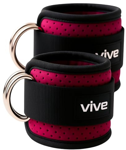 Vive Ankle Strap for Cable Machines (2 PCS) - Glute Kickback Attachment for Gym for Women & Men - Exercise Equipment for Legs & Hips Workout - Adjustable, Non-Slip Design, Comfortable Padding (Pink)