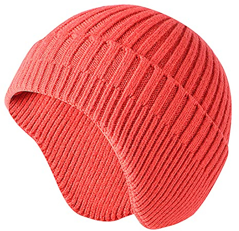 JFAN Cappello Lavorato A Maglia da Uomo Donna Autunno Inverno Tinta Unita Proteggi Le Orecchie Cappello da Sci Moda Caldo Cappello in Pelle di Melone Rosso Taglia Unica