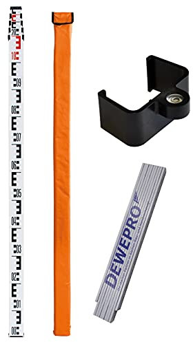 Nedo Teleskopnivellierlatte StandardLine 5m - Teilung 1 - mit Hülle und Stecklibelle inkl. DEWEPRO Zollstock 2m