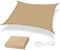 Moboo Sonnensegel Sonnenschutz Sonnendach Balkon Wetterschutz wasserabweisend Winddicht PES 420D 96% UV-Schutz für Garten Outdoor Viereck Rechteck Quadrat Sand, 1.5x4m