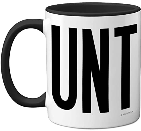 Roliga muggar för män kvinnor – C UNT mugg – rolig sarkastisk slogan gåvor för arbetskollegor, C*nt rå oförskämd nyhet skämt skämt humor födelsedagspresent för vänner, 325 ml svart keramik