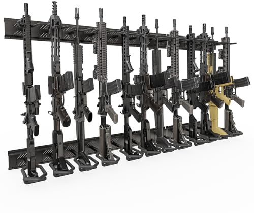 Nonkky Gun Rack Wall Mount, Adjustable Heavy Duty Steel Gun Rack for Wall, Indoor Gun Racks 4/6/8/12 Slot Rifle Rack Stand