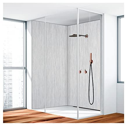 Duschrückwand, Badrückwand, Duschverkleidung, Wandverkleidung aus 3 mm Alu-Verbundplatte, Aluverbund Silber Gebürstet 001 90x200cm