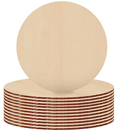 Ksvaye 12 Piezas Discos de Madera Sin Acabado 20cm Círculo de Madera Natural 3 mm de Grosor Rodajas de Madera para Manualidades, Posavasos, Pintura, Bricolaje, Decoración del Hogar