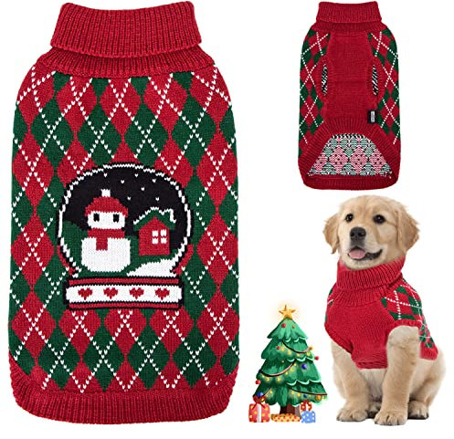 Nobleza - Weihnachten Hundepullover, Rollkragenpullover Weihnachten Muster Strickwaren Warme, Niedlicher Hundepullover mit Schneemannmuster, Geeignet für Katzen und Kleine bis Mittelgroße Hunde, XL
