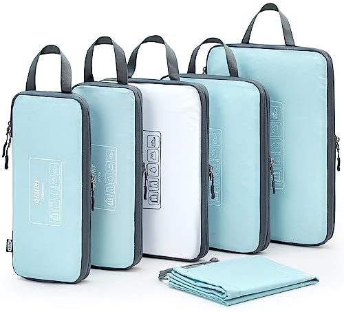 G4Free 6-teiliges Set Kompressions Packwürfel & Packing Cubes & Koffer Organizer Set & Erweiterbar Kleidertaschen & Kleidung Packtaschen für Urlaub Reisen