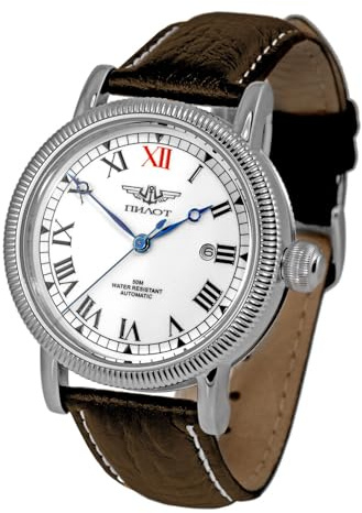 Strela Pilot Germany - Reloj piloto con movimiento Myota 8215, 43 mm, mecanismo militar, automático, con cuerda manual, reloj B, varios modelos retro con color luminoso, Clásico., Correa.