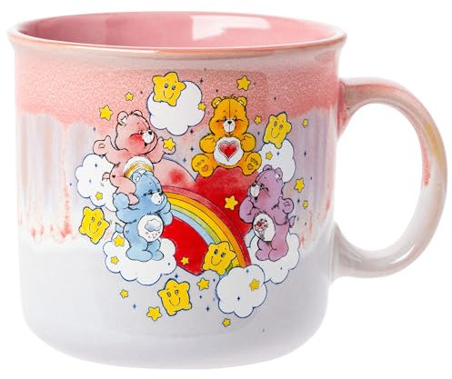 Silver Buffalo Care Bears Rainbow with Stars Reactive Glaze Ceramic Camper Mug Featuring Tenderheart, Cheer, Grumpy and Share Bear, 590 ml
