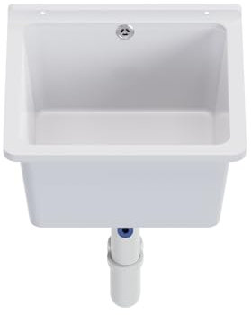 Ausgussbecken Waschbecken Spülbecken Waschtrog draußen Garten Garage Keller Waschküche Werkstatt Spülbecken (Weiß)