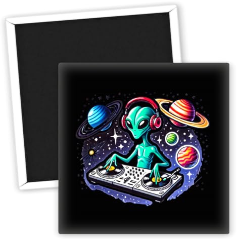 Alien DJ mit Planeten und Weltraumdesign Kühlschrankmagnet - Space Magnete - Kreative Kühlschrankmagnete - Magnetische Geschenke - Deko für Astronomie-Liebhaber - Sci-Fi Kühlschrankmagnet