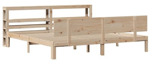 vidaXL Massivholzbett, Holzbett Bett mit Kopfteil Fußteil, Bettgestell mit Lattenrost, Doppelbett für Schlafzimmer, 180x200cm Kiefer