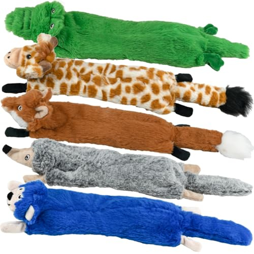 SHARLOVY Hundleksaker med pip utan fyllning 5-pack, plysch skrynkliga hundleksaker för stora raser, hållbara hundtuggleksaker Söta djur valpleksak för tandning