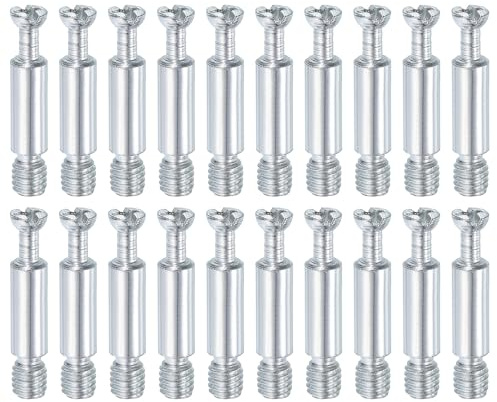 uxcell 45Pcs 32mm Furniture Connecting Fittings, Thread Bolts Dowels Screws, Metal Dowel Fitting Fasteners for Cabinet Drawer and Wardrobe Furniture, Silver