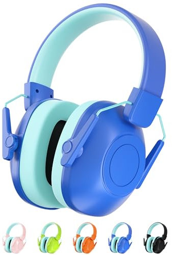 Kalence Protège-oreilles pour enfants, SNR 29 dB - Casque anti-bruit pour enfants souffrant d'autisme - Idéal pour les feux d'artifice, les concerts, le cinéma, Bleu-cyan, M