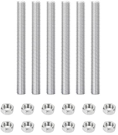 Lot de 6 tiges filetées M8 x 100 mm, 100 mm, avec 12 écrous hexagonaux, en acier inoxydable 304, pour un usage domestique ou industriel