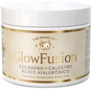 The Magic Cow GlowFusion | Supercolágeno Hidrolizado Marino, Calostro Bovino, Ácido Hialurónico, Biotina, Zinc, Vitamina C | Belleza Total, Piel Radiante, Cabello y Uñas Saludables | Dosis 30 días