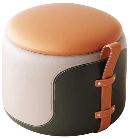 Roterande Förvaringsottoman, Fotpall i Silikonläder med 360° Tyst Rotation, Lyftbart Lock för Vardagsrum och Sovrum(Orange)