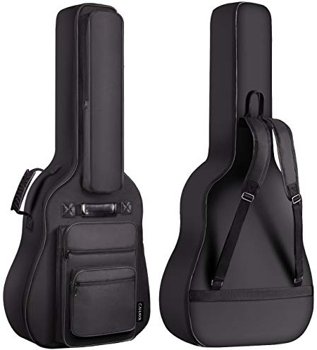 CAHAYA 40 41 42 In Multi-pockets Acoustic Guitar Bag 6 Pockets 0.4In 10mm Thick Padding Water Resistent Guitar Case Gig Bag CY0181