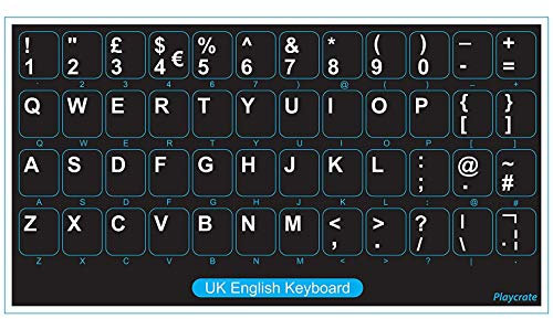 2 PACK English UK Replacement Non Transparent BLACK Stickers with White Letters - Suitable for ANY Keyboard