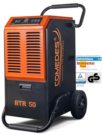 Comedes Bautrockner Luftentfeuchter BTR 50 (max. 51 Liter / 24h) Geeignet für Räume und Keller bis 100m² / 230m³