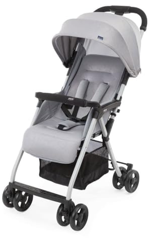 Chicco OHlalà 3 Passeggino Ultraleggero da 0 Mesi a 15 kg, portata max 18 kg, Reclinabile e Pieghevole con Cestello Capiente, Chiusura Compatta, Parapioggia e Cappottina Estendibile, Grigio