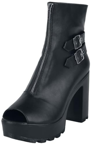 Black Premium by EMP Mujer Botín negro peeptoe con cremallera EU39