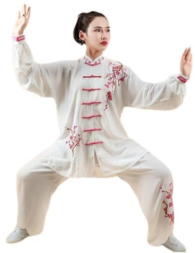Tai Chi Traje Kung Fu Uniforme Uniforme de artes marciales suaves, traje de Tai Chi for mujeres/hombres, estilo chino bordado, Kung Fu Wushu, chaqueta de rendimiento, pantalones, ropa de ejercicio ( C